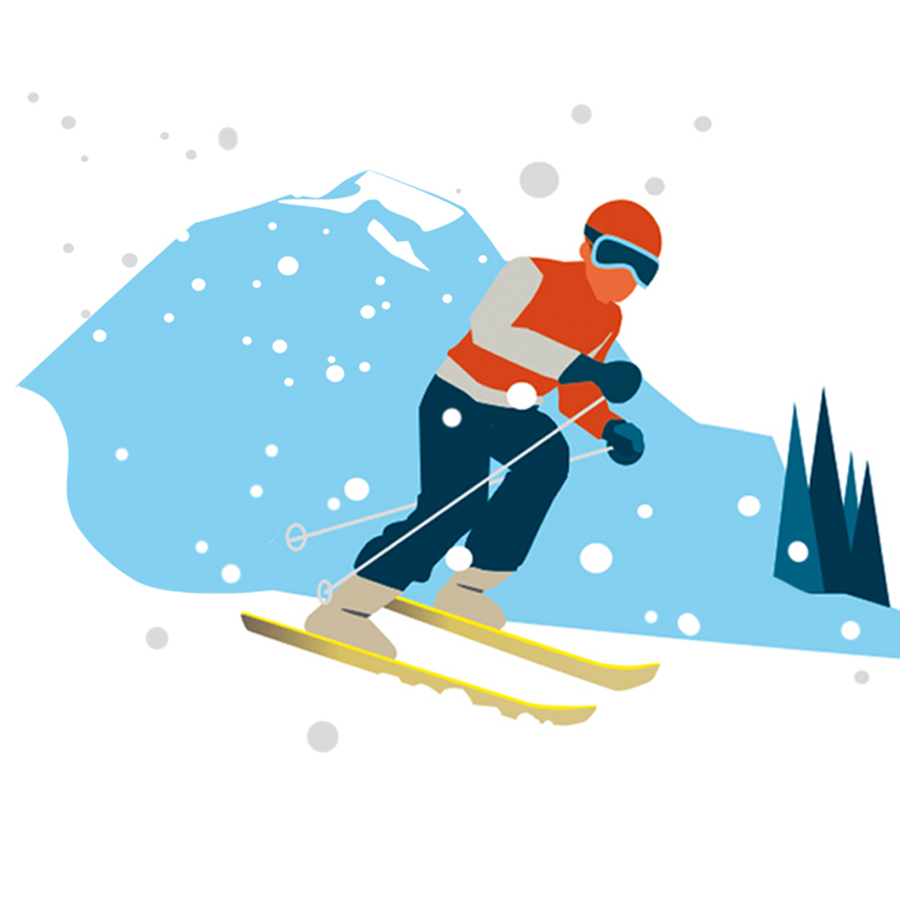 Sylvia Wolf für Bergwelten Wintersport Editorial Illustration