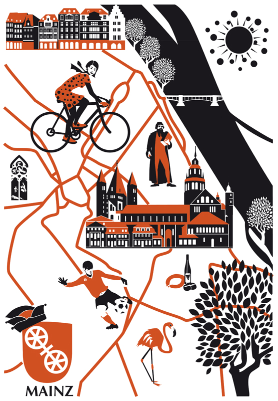 Stadtplan Mainz Sylvia Wolf Illustration