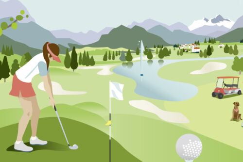 Sylvia-Wolf-Vektor-Illustrationen-Golf-Infografik-Zillertal-Berglandschaft