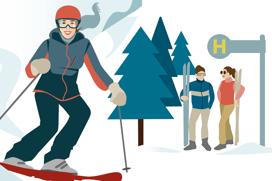 Skifahrerin-wintersport-zillertal-Zillertal-Touristik-Syliva-Wolf-Illustrationen